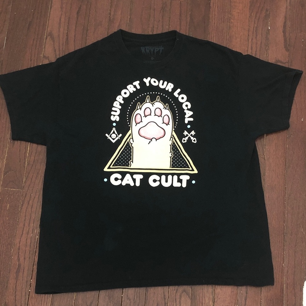 Support Your Local Cat Cult Tee - Black